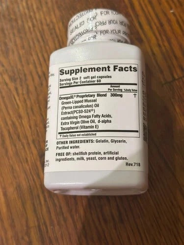 Omega XL 120 Softgels Joint & Muscle Support Omega-3 Green Lipped Mussel Supplem FitAndGlow