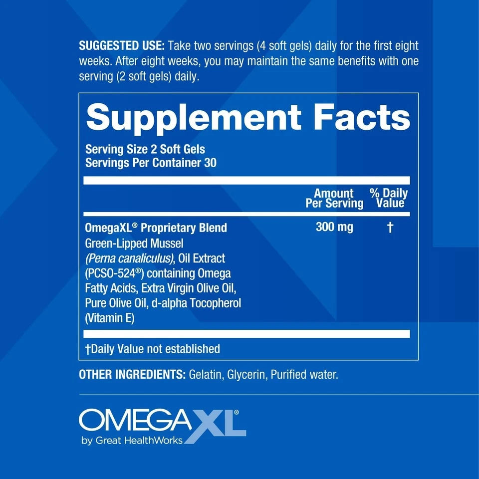 OmegaXL Joint Support Supplement for Relief Natural Muscle Support 300 Soft 2029